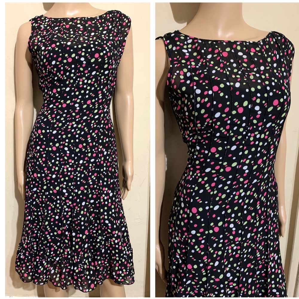 Sandra Darren Polka Dot Semi Sheer Dress Size 10